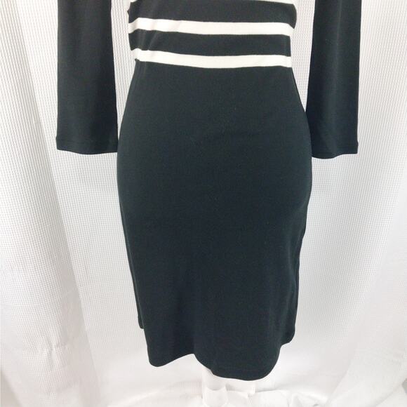 NWOT! TALBOTS! FAB BLACK & CREAM STRIPED KNIT, LONG SLEEVED SWEATER DRESS! SZ XS - Picture 4 of 8